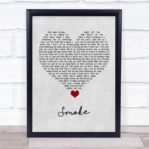 A Thousand Horses Smoke Grey Heart Song Lyric Quote Music Print