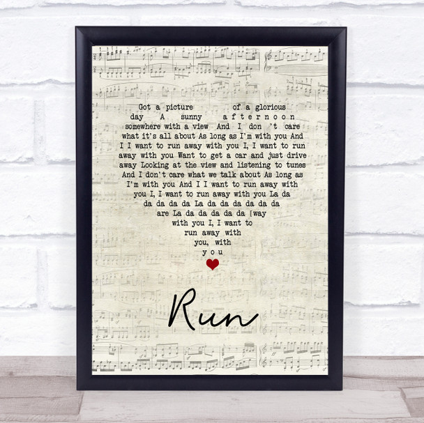 Lighthouse Family Run Script Heart Song Lyric Quote Music Print