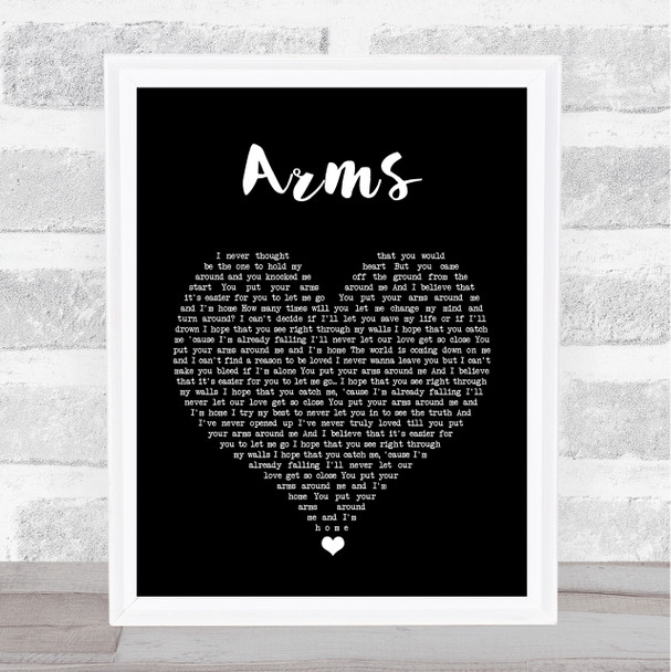 Christina Perri Arms Black Heart Song Lyric Quote Music Print