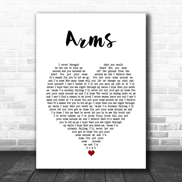 Christina Perri Arms White Heart Song Lyric Quote Music Print