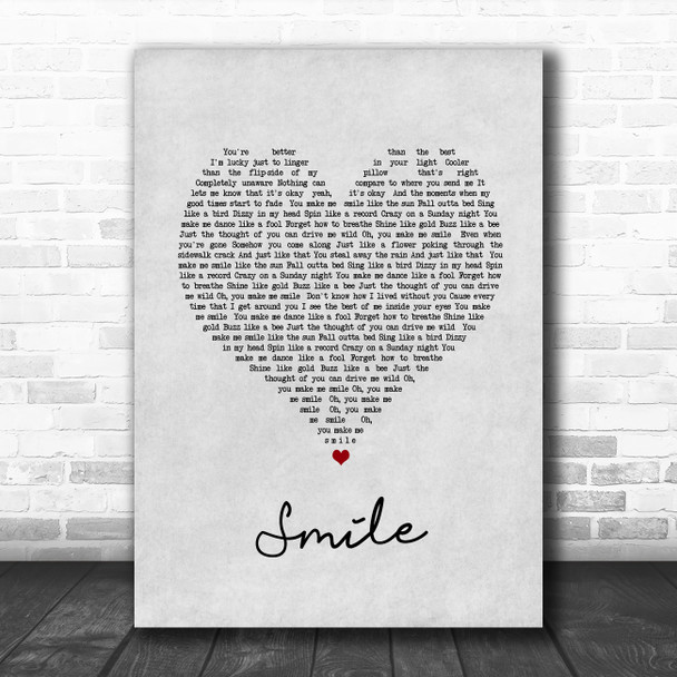 Uncle Kracker Smile Grey Heart Song Lyric Quote Music Print