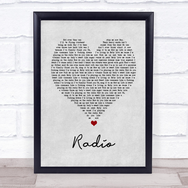 Lana Del Rey Radio Grey Heart Song Lyric Quote Music Print