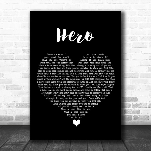 Mariah Carey Hero Black Heart Song Lyric Quote Music Print