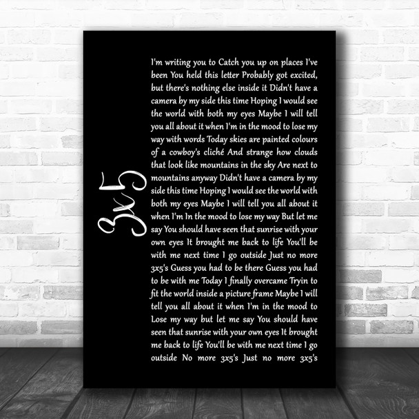 John Mayer 3x5 Black Script Song Lyric Quote Music Print