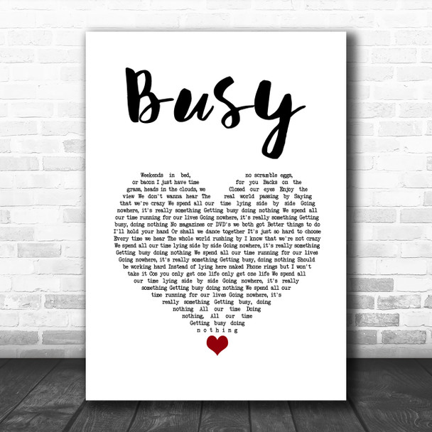 Olly Murs Busy White Heart Song Lyric Quote Music Print