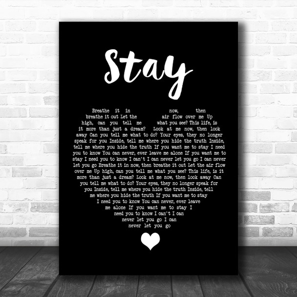 Deadmau5 Stay Black Heart Song Lyric Quote Music Print