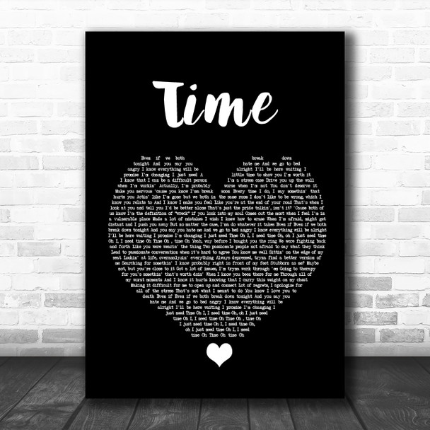 NF Time Black Heart Song Lyric Quote Music Print