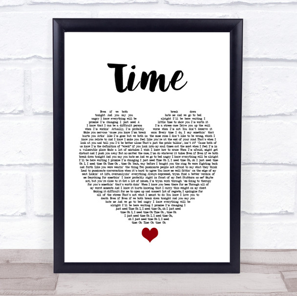 NF Time White Heart Song Lyric Quote Music Print