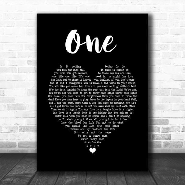 Mary J Blige feat. U2 One Black Heart Song Lyric Quote Music Print