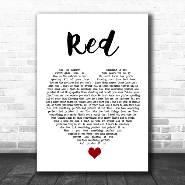 Daniel Merriweather Red White Heart Song Lyric Quote Music Print