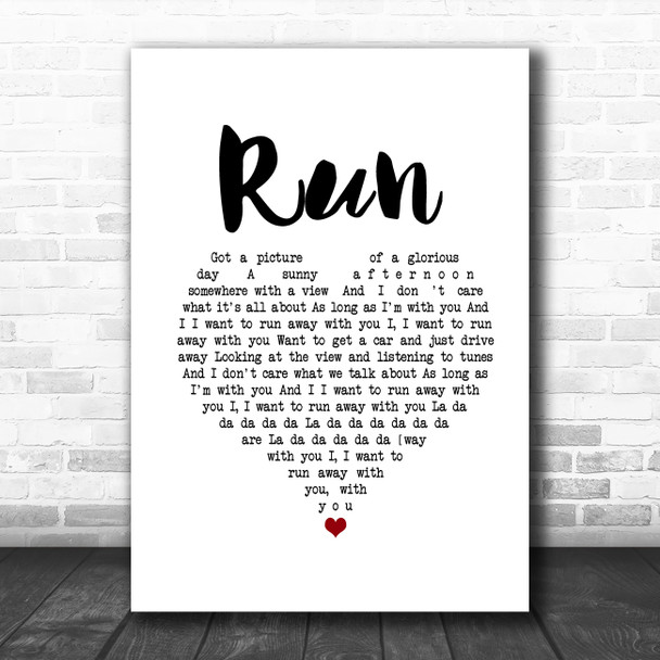 Lighthouse Family Run White Heart Song Lyric Quote Music Print