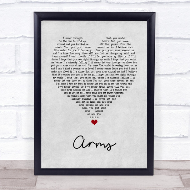 Christina Perri Arms Grey Heart Song Lyric Quote Music Print