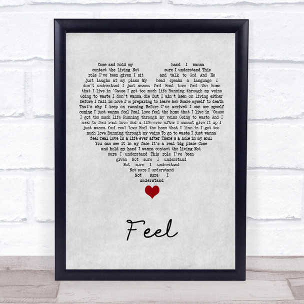 Robbie Williams Feel Grey Heart Song Lyric Quote Music Print