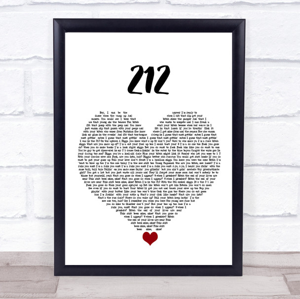 Azealia Banks 212 White Heart Song Lyric Quote Music Print