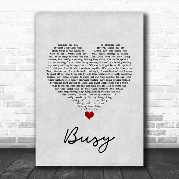 Olly Murs Busy Grey Heart Song Lyric Quote Music Print