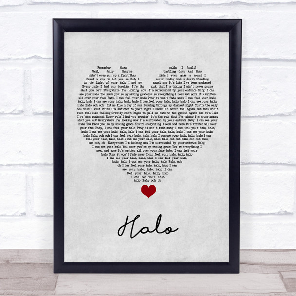 Beyonce Halo Grey Heart Song Lyric Quote Music Print