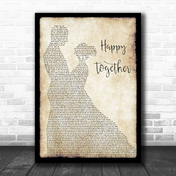 The Turtles Happy Together Song Lyric Man Lady Dancing Music Wall Art Print