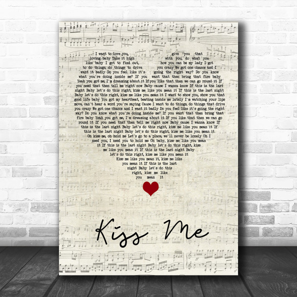 Olly Murs Kiss Me Script Heart Song Lyric Quote Music Print