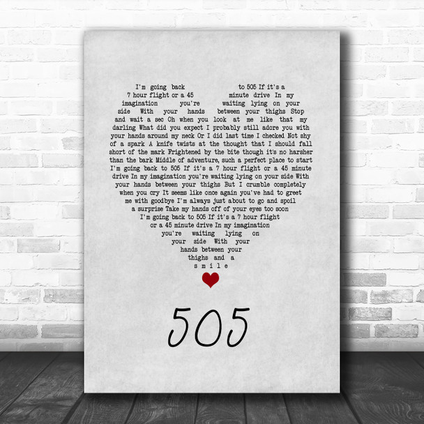 Arctic Monkeys 505 Grey Heart Song Lyric Quote Music Print