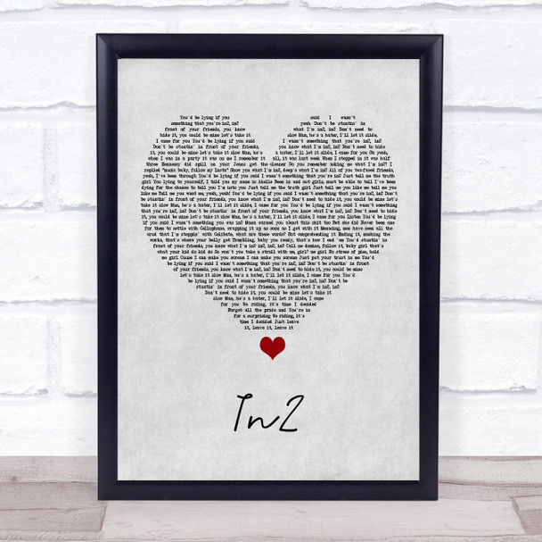 WSTRN In2 Grey Heart Song Lyric Quote Music Print