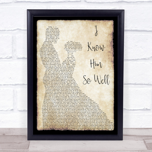 Whitney Houston I Know Him So Well Man Lady Dancing Song Lyric Music Wall Art Print