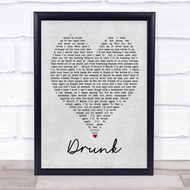 Drunk Ed Sheeran Grey Heart Song Lyric Music Wall Art Print