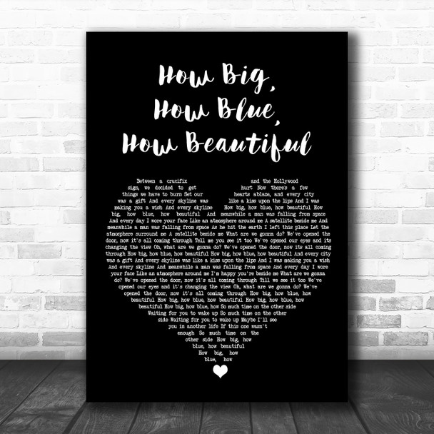 Florence + The Machine How Big, How Blue, How Beautiful Black Heart Song Lyric Wall Art Print