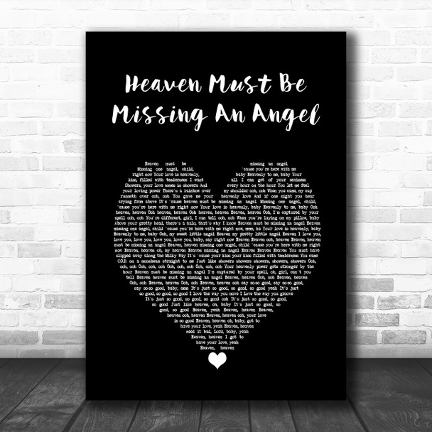 Tavares Heaven Must Be Missing An Angel Black Heart Song Lyric Wall Art Print