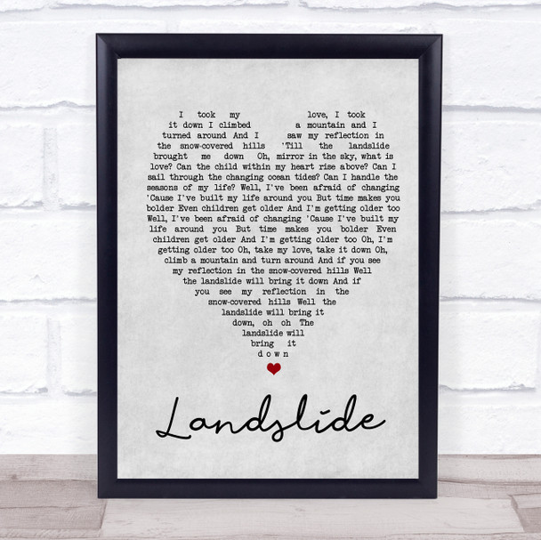 Landslide Fleetwood Mac Grey Heart Song Lyric Music Wall Art Print