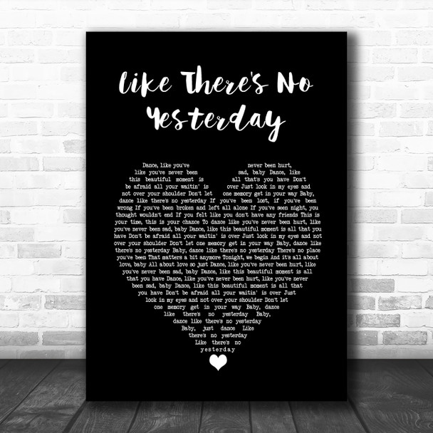 Mark Wills Like There's No Yesterday Black Heart Song Lyric Wall Art Print