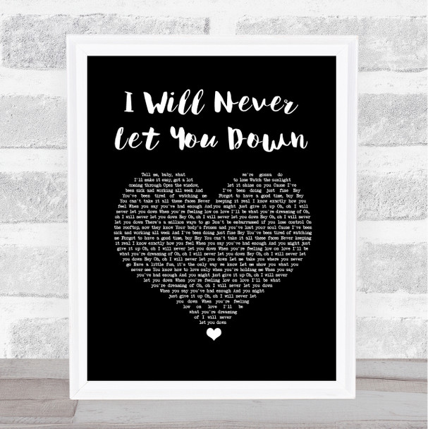 Rita Ora I Will Never Let You Down Black Heart Song Lyric Wall Art Print