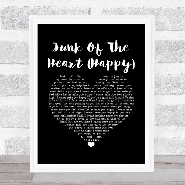 The Kooks Junk Of The Heart (Happy) Black Heart Song Lyric Wall Art Print