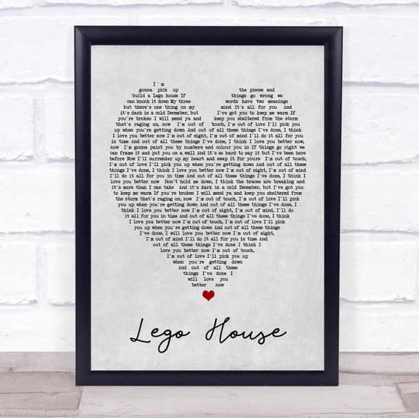 Lego House Ed Sheeran Grey Heart Song Lyric Music Wall Art Print
