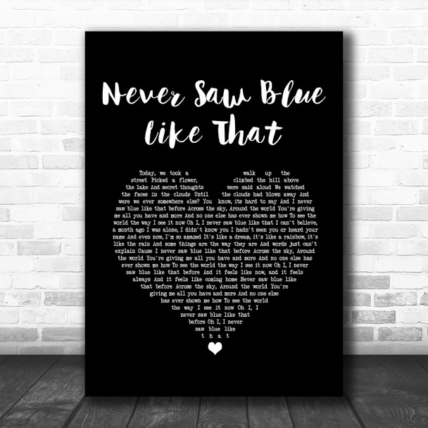 Shawn Colvin Never Saw Blue Like That Black Heart Song Lyric Wall Art Print