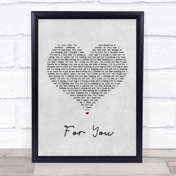 Liam Payne & Rita Ora For You Grey Heart Song Lyric Music Wall Art Print