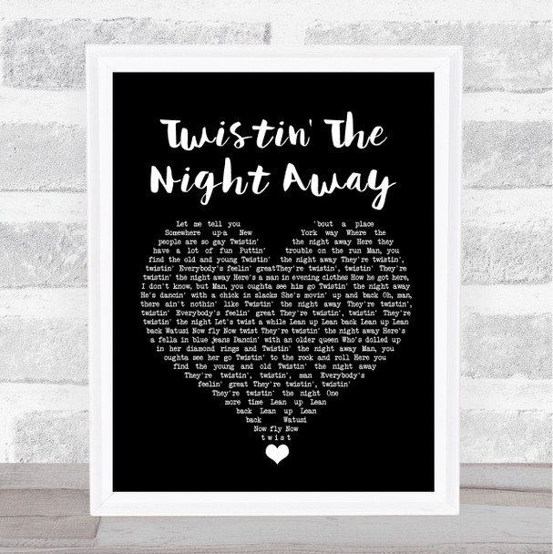 Sam Cooke Twistin' The Night Away Black Heart Song Lyric Wall Art Print