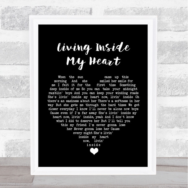 Bob Seger Living Inside My Heart Black Heart Song Lyric Wall Art Print