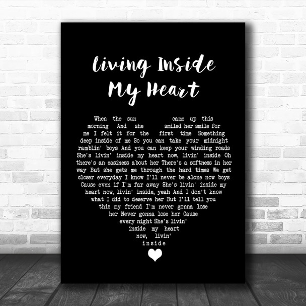 Bob Seger Living Inside My Heart Black Heart Song Lyric Wall Art Print
