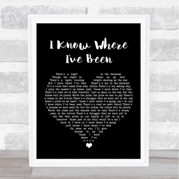 Queen Latifah I Know Where I've Been Black Heart Song Lyric Wall Art Print