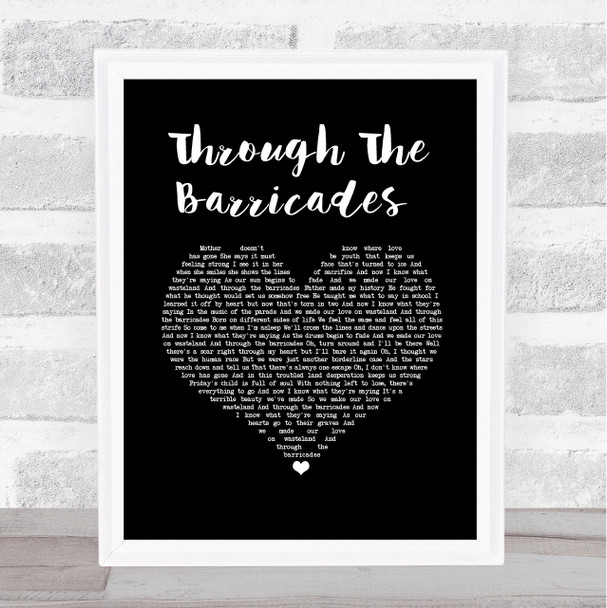 Spandau Ballet Through The Barricades Black Heart Song Lyric Wall Art Print