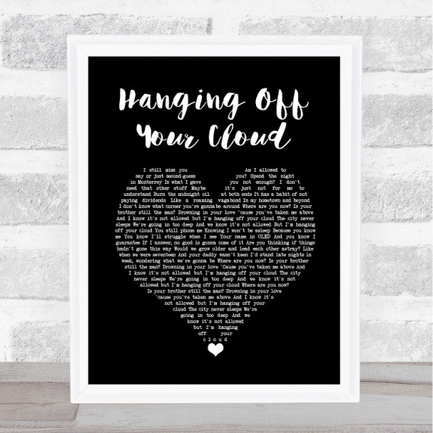 The Courteeners Hanging Off Your Cloud Black Heart Song Lyric Wall Art Print