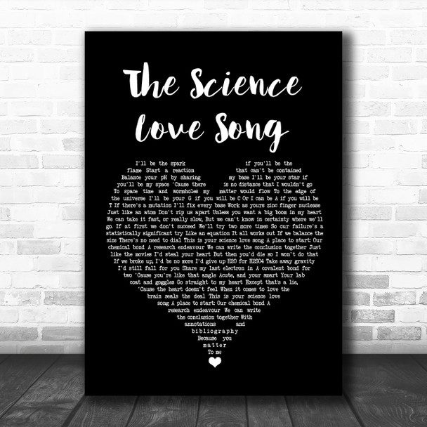 ASAP Science The Science Love Song Black Heart Song Lyric Wall Art Print