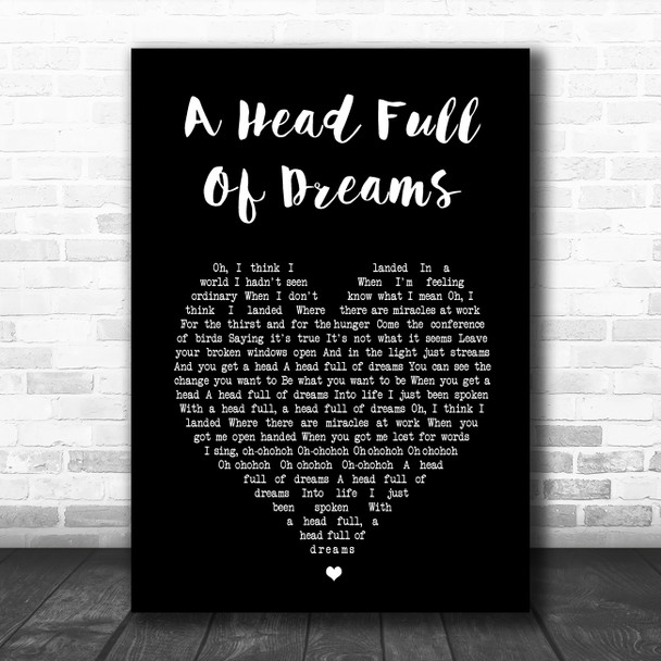 Coldplay A Head Full Of Dreams Black Heart Song Lyric Wall Art Print