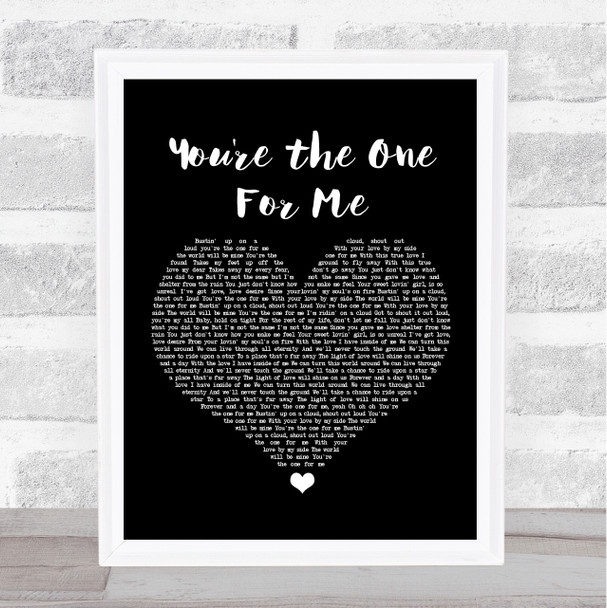 D Train You're the One for Me Black Heart Song Lyric Wall Art Print