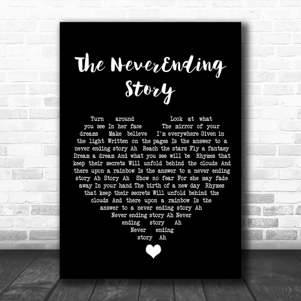 Klaus Doldinger & Giorgio Moroder The NeverEnding Story Black Heart Song Lyric Wall Art Print