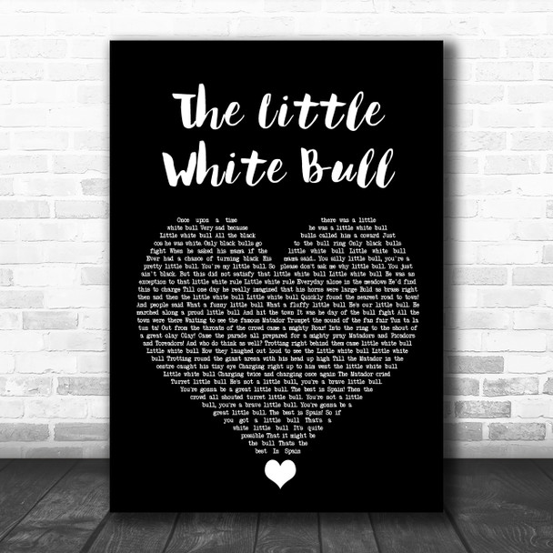 Tommy Steele The Little White Bull Black Heart Song Lyric Wall Art Print