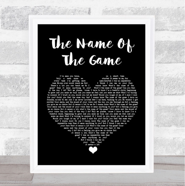 ABBA The Name Of The Game Black Heart Song Lyric Wall Art Print