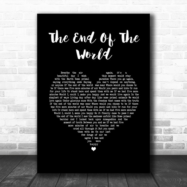Billie Eilish The End Of The World Black Heart Song Lyric Wall Art Print