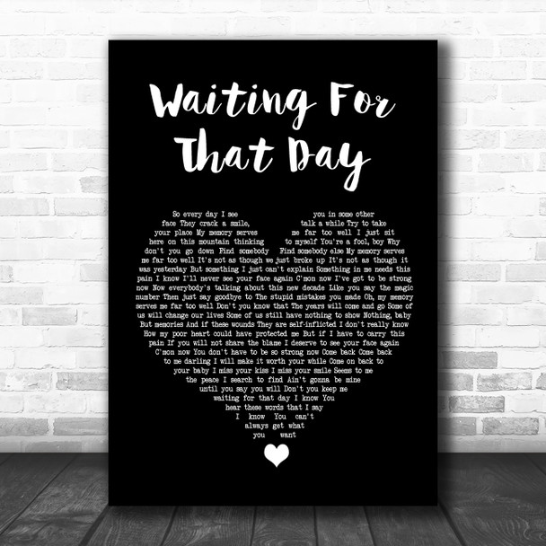 George Michael Waiting For That Day Black Heart Song Lyric Wall Art Print
