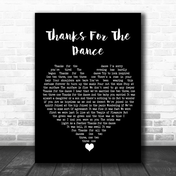 Leonard Cohen Thanks For The Dance Black Heart Song Lyric Wall Art Print